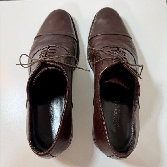 Bruno Magli Maioco Oxford Dress Shoes Brown Italy Nappa Leather Size 12 ret $395 - Picture 2 of 16